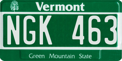 VT license plate NGK463