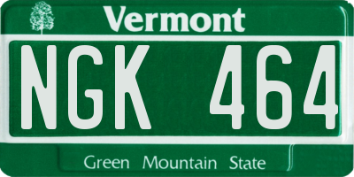 VT license plate NGK464