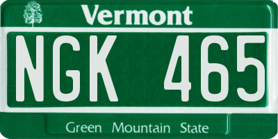 VT license plate NGK465