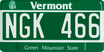 VT license plate NGK466