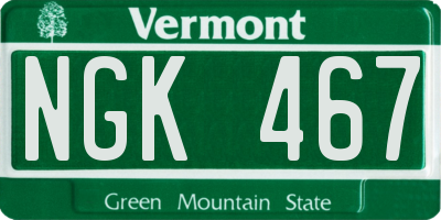 VT license plate NGK467