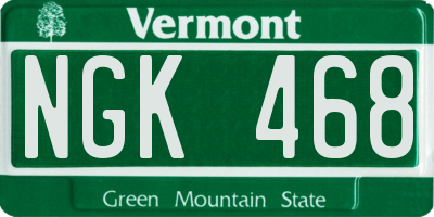 VT license plate NGK468