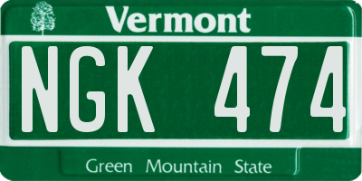 VT license plate NGK474