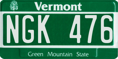 VT license plate NGK476