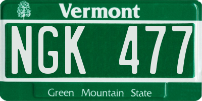 VT license plate NGK477