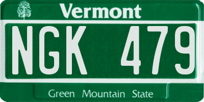 VT license plate NGK479