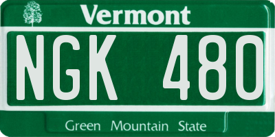 VT license plate NGK480