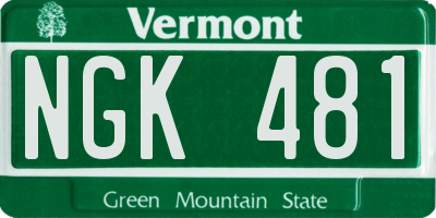 VT license plate NGK481