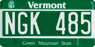 VT license plate NGK485