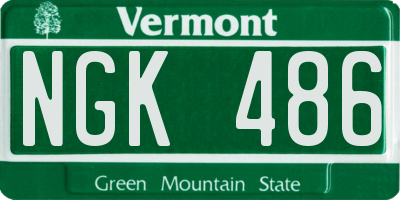VT license plate NGK486