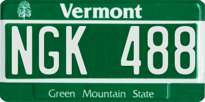 VT license plate NGK488