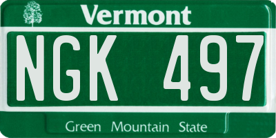 VT license plate NGK497