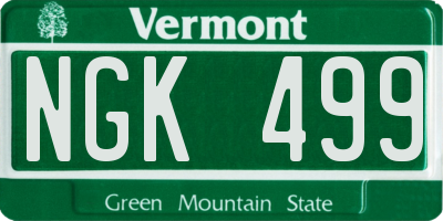 VT license plate NGK499