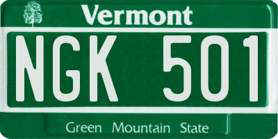 VT license plate NGK501
