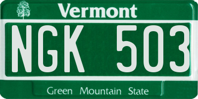 VT license plate NGK503