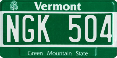 VT license plate NGK504