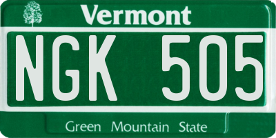 VT license plate NGK505