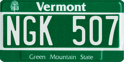 VT license plate NGK507