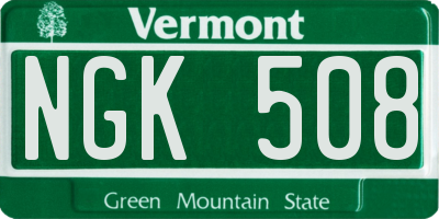 VT license plate NGK508