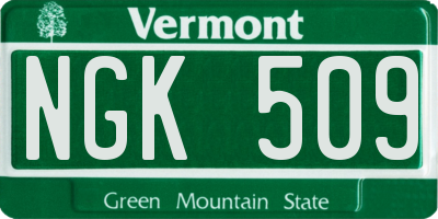 VT license plate NGK509