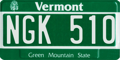 VT license plate NGK510