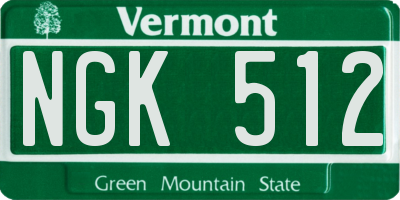 VT license plate NGK512