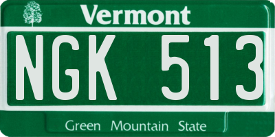 VT license plate NGK513