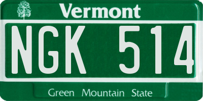 VT license plate NGK514