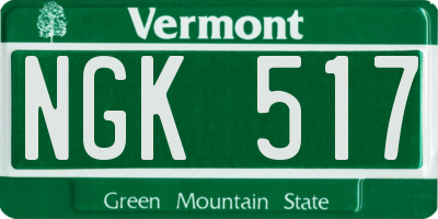 VT license plate NGK517