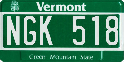 VT license plate NGK518