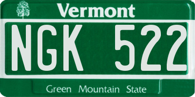 VT license plate NGK522