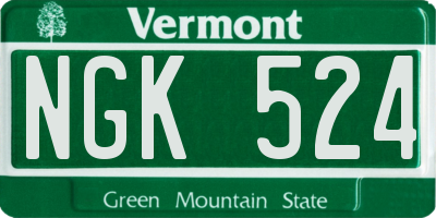 VT license plate NGK524