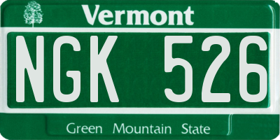 VT license plate NGK526