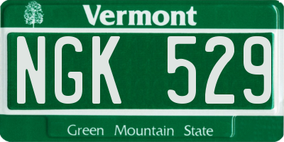 VT license plate NGK529