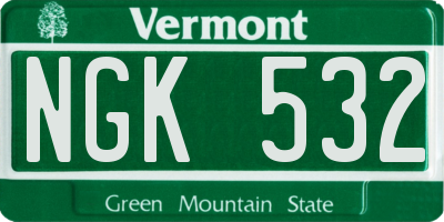 VT license plate NGK532