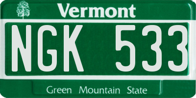VT license plate NGK533