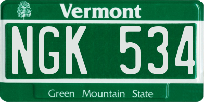 VT license plate NGK534