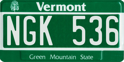 VT license plate NGK536