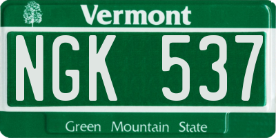 VT license plate NGK537