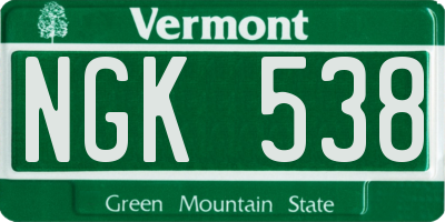 VT license plate NGK538