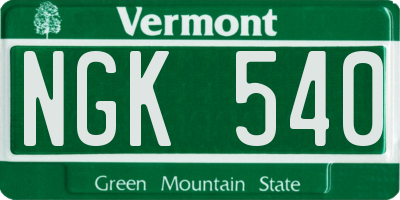 VT license plate NGK540