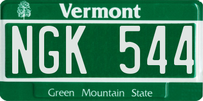 VT license plate NGK544