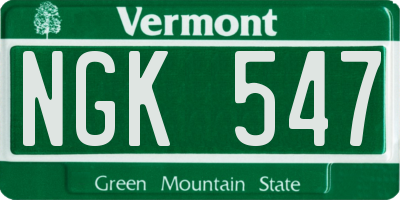 VT license plate NGK547