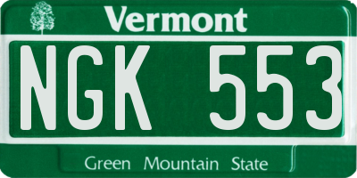 VT license plate NGK553