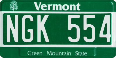 VT license plate NGK554