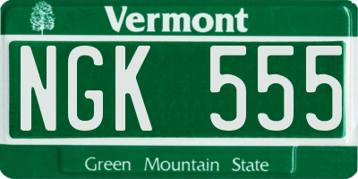 VT license plate NGK555
