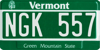 VT license plate NGK557