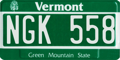 VT license plate NGK558