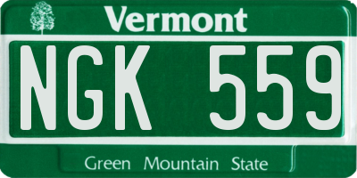 VT license plate NGK559