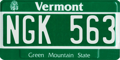 VT license plate NGK563